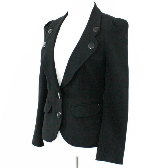 French Connection Navy Wool Vintage Blazer Suit Jacket, Size 4 Fits Like XS or 2 - Picture 2 of 10